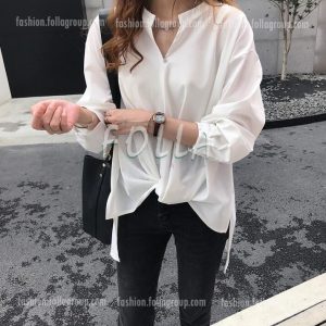 Women's Chiffon Loose-Fit Business Shirt - White